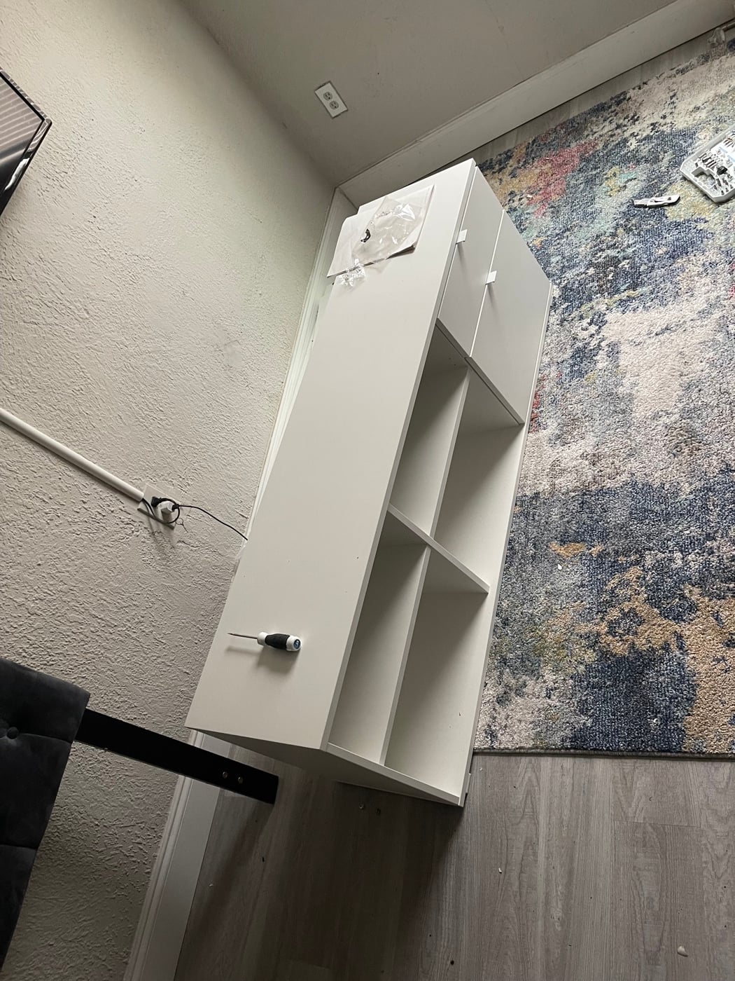Floating cube shelf mounted on the wall